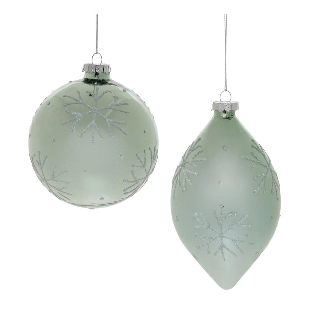 Melrose Frosted Snowflake Glass Oranment (Set of 6)