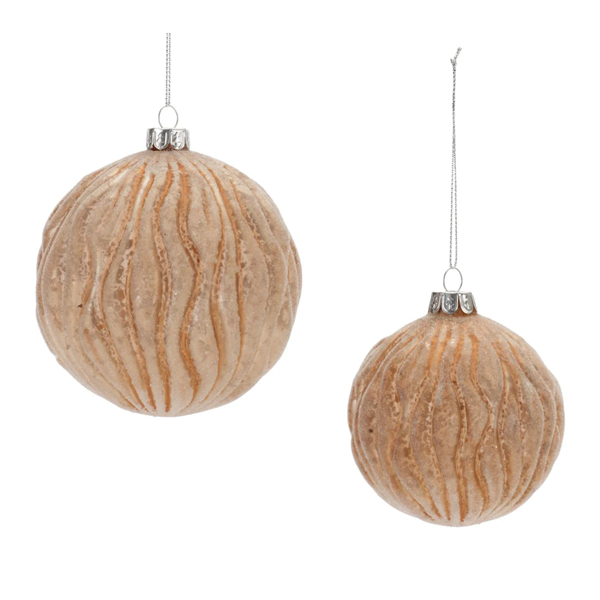 Melrose Frosted Wavy Glass Ball Ornament (Set of 12)