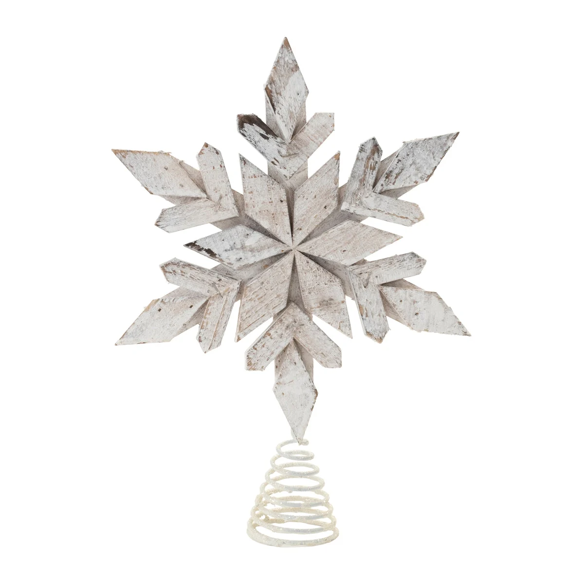 Melrose Distressed Fir Wood Snowflake Tree Topper 12"H