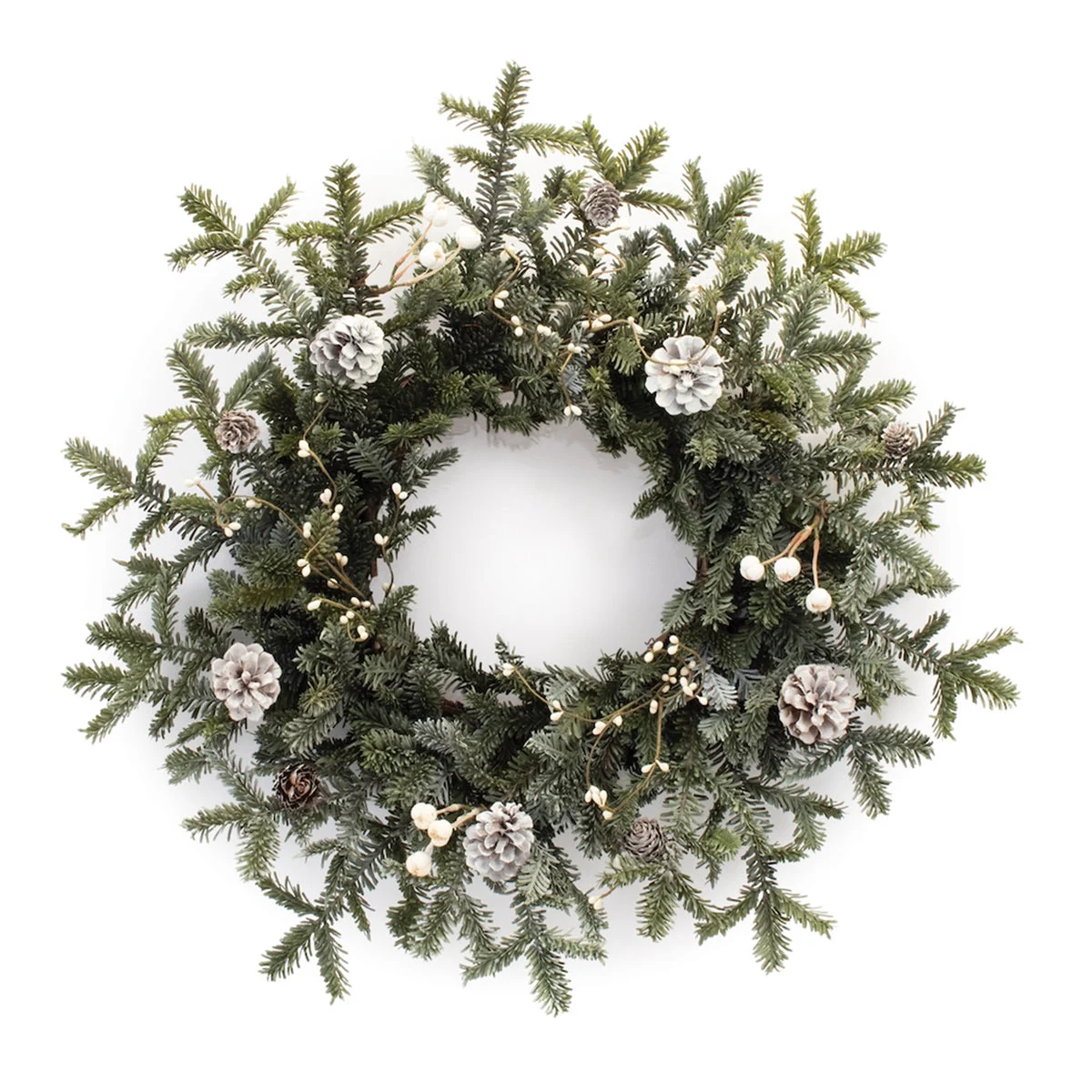 Frosted Pine Cone Berry Wreath – 27"D Christmas Decor by Melrose