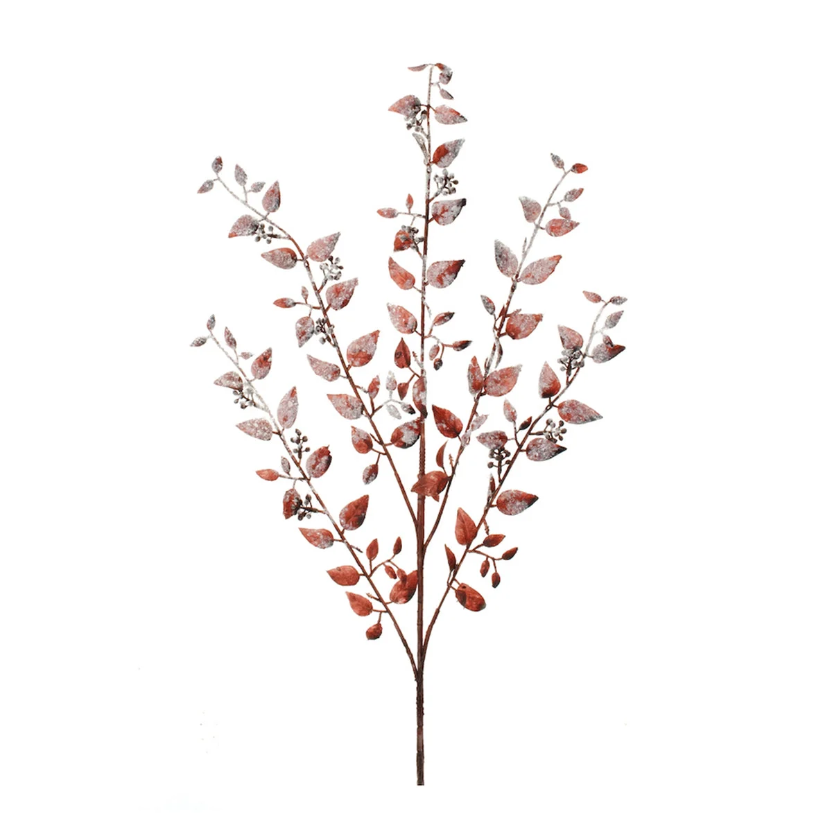 Icy Leaf Spray Stems (Set of 6) – 32"H White & Brown Plastic Winter Foliage for Christmas Decor by Melrose