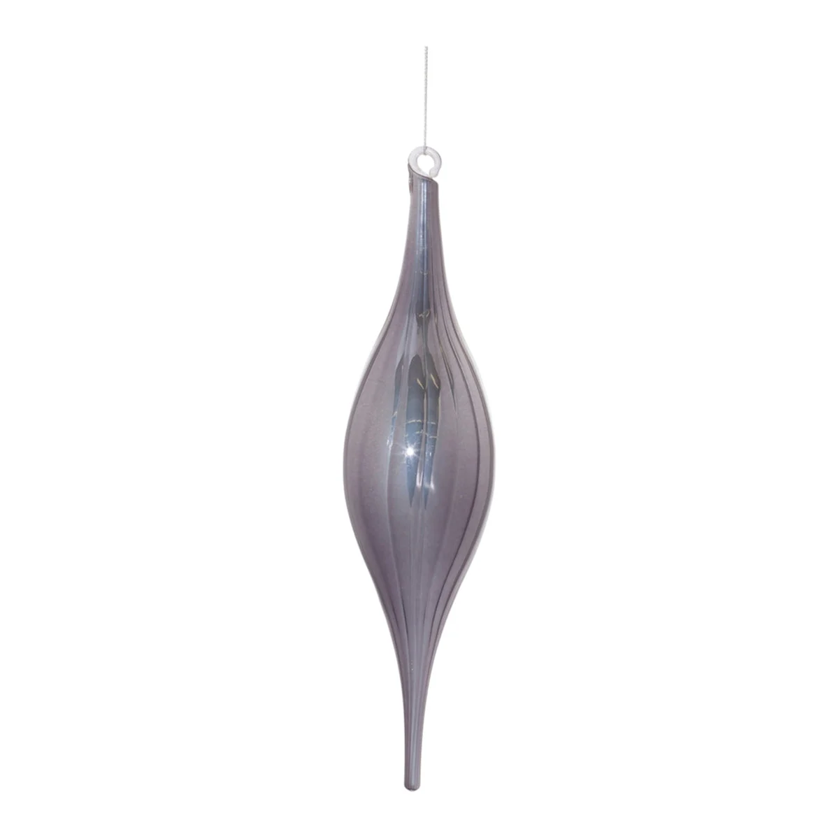 Grey Ribbed Glass Drop Ornaments (Set of 6) – 10.5"H Christmas Tree Decor by Melrose