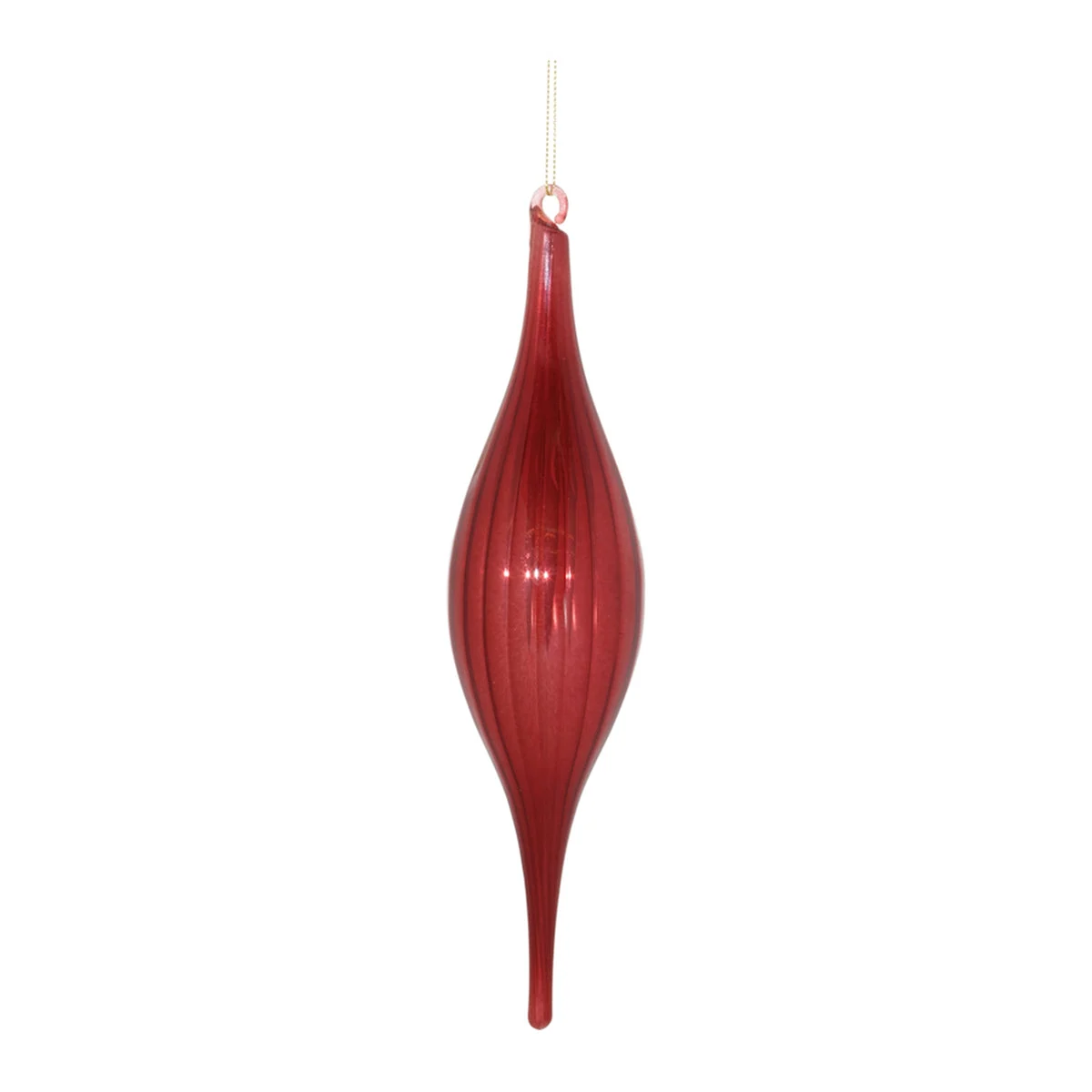 Red Ribbed Glass Drop Ornaments (Set of 6) – 10.5"H Christmas Tree Decor by Melrose