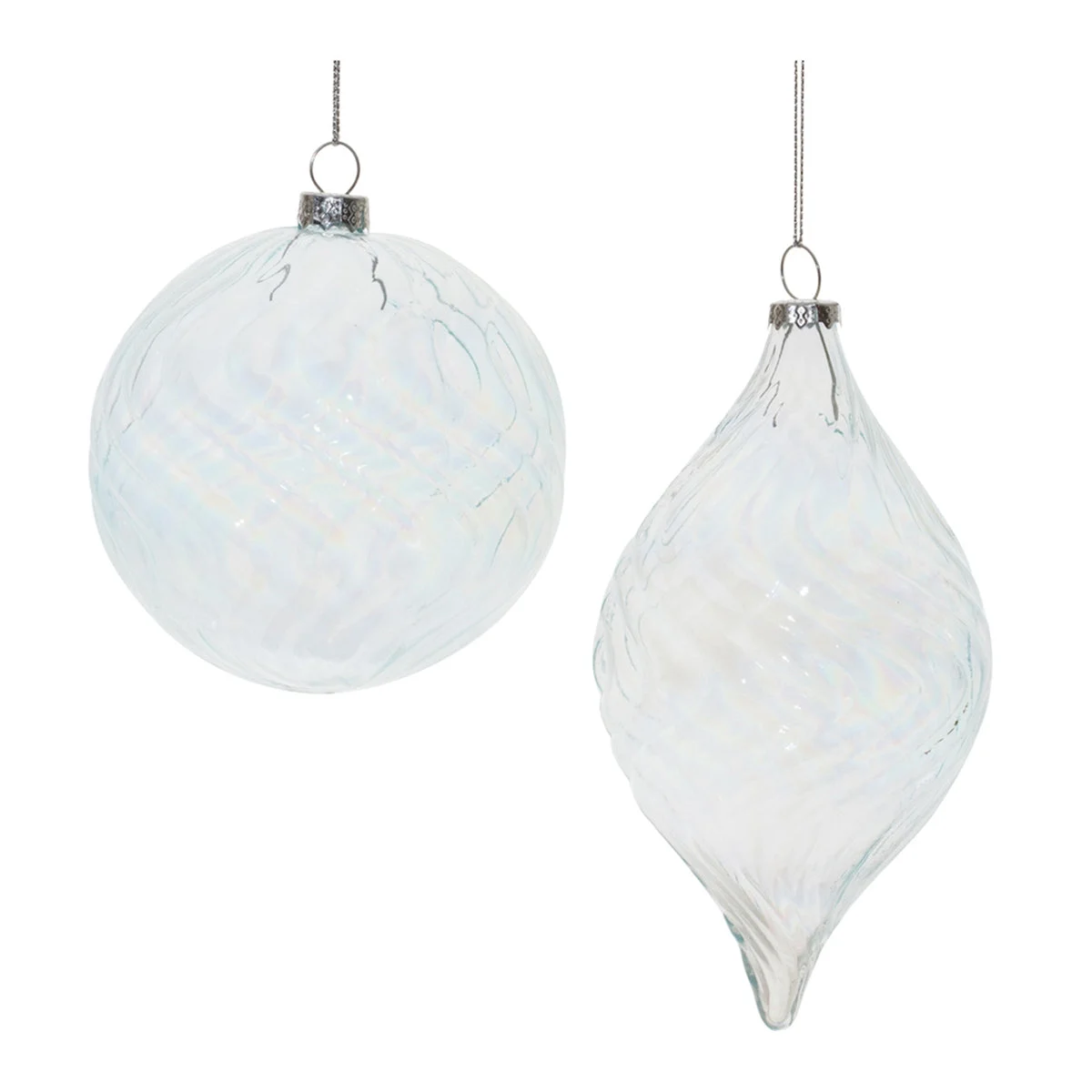 Blue Wavy Glass Christmas Tree Decor (Set of 6) – 6"H Elegant Holiday Accents by Melrose