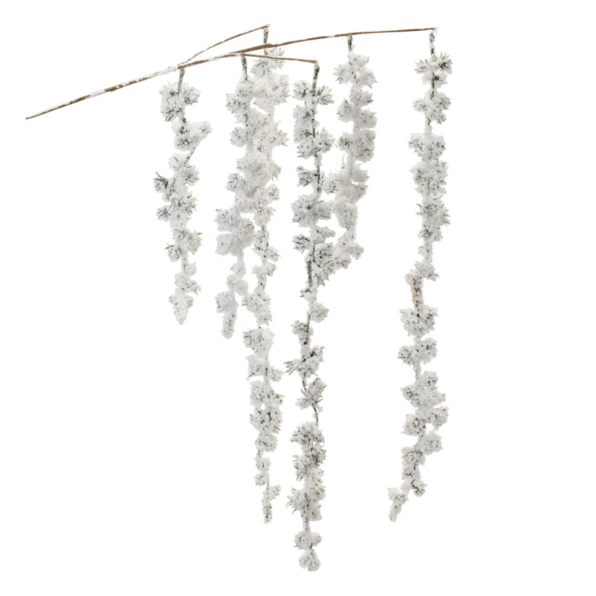 Snowy Hanging Pine Cluster Branches 25"H (Set of 2) White & Green Holiday Decor by Melrose