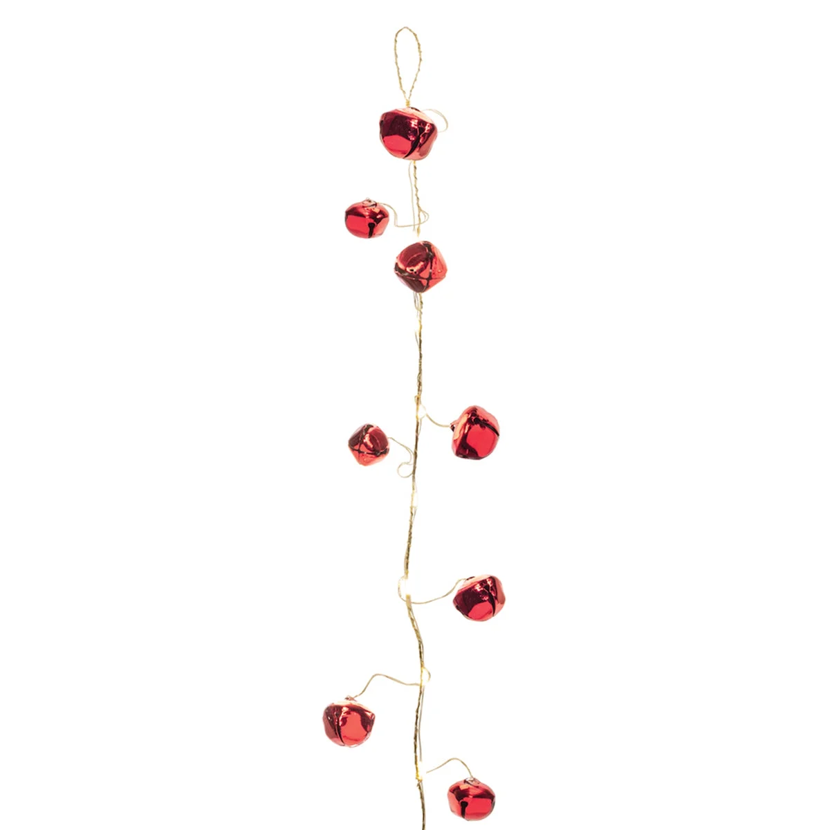 LED Sleigh Bell Garland 4.5'L (Set of 2) Red & Gold Holiday Decor by Melrose
