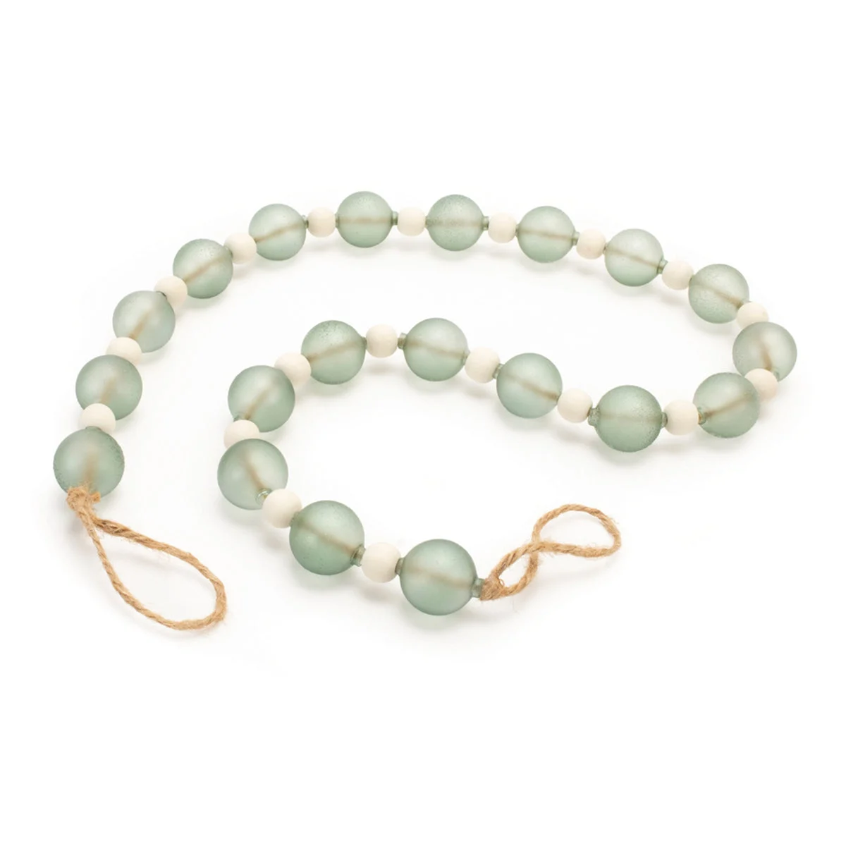 Green Glass and Wood Bead Garland 3.5'L (Set of 2) Holiday Decor by Melrose