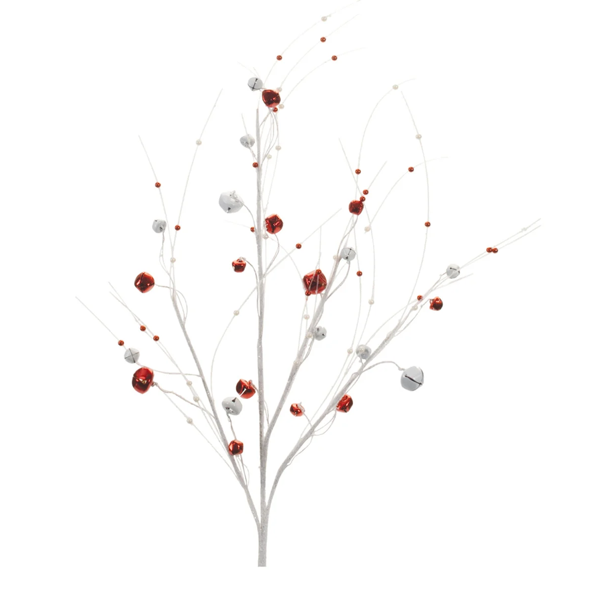 Glittered Sleigh Bell Berry Twig Spray 38"H (Set of 2) Red & White Holiday Decor by Melrose