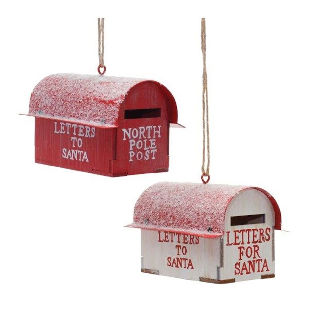 Melrose Frosted Metal Mailbox Oranment (Set of 4)