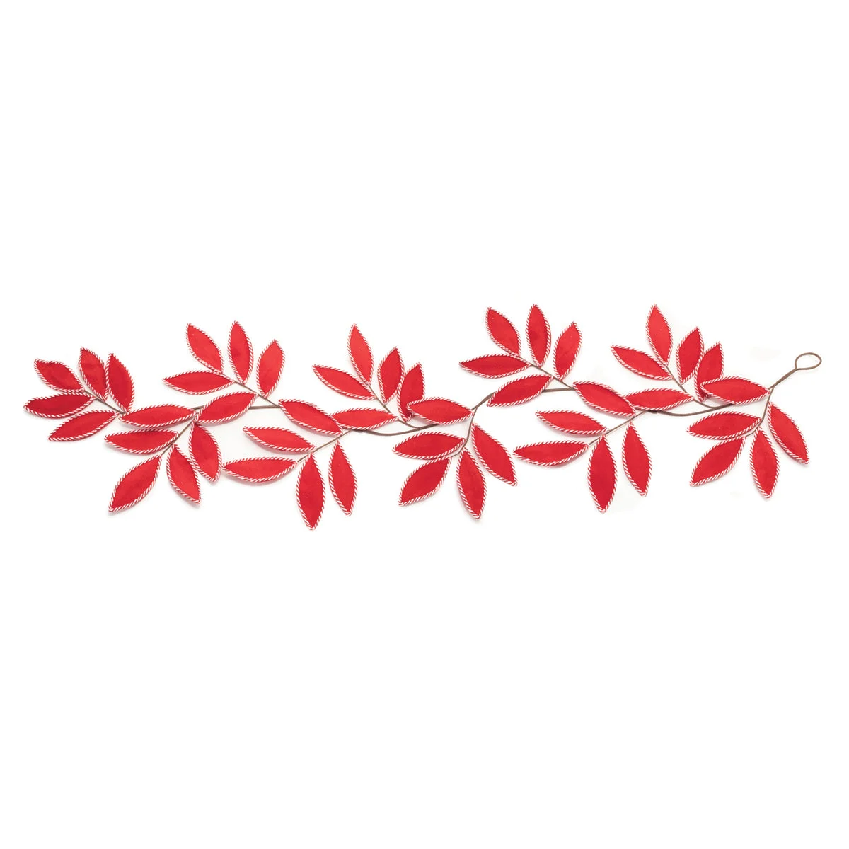 Fabric Leaf Garlands 48"L (Set of 2) Red & White Holiday Decor by Melrose
