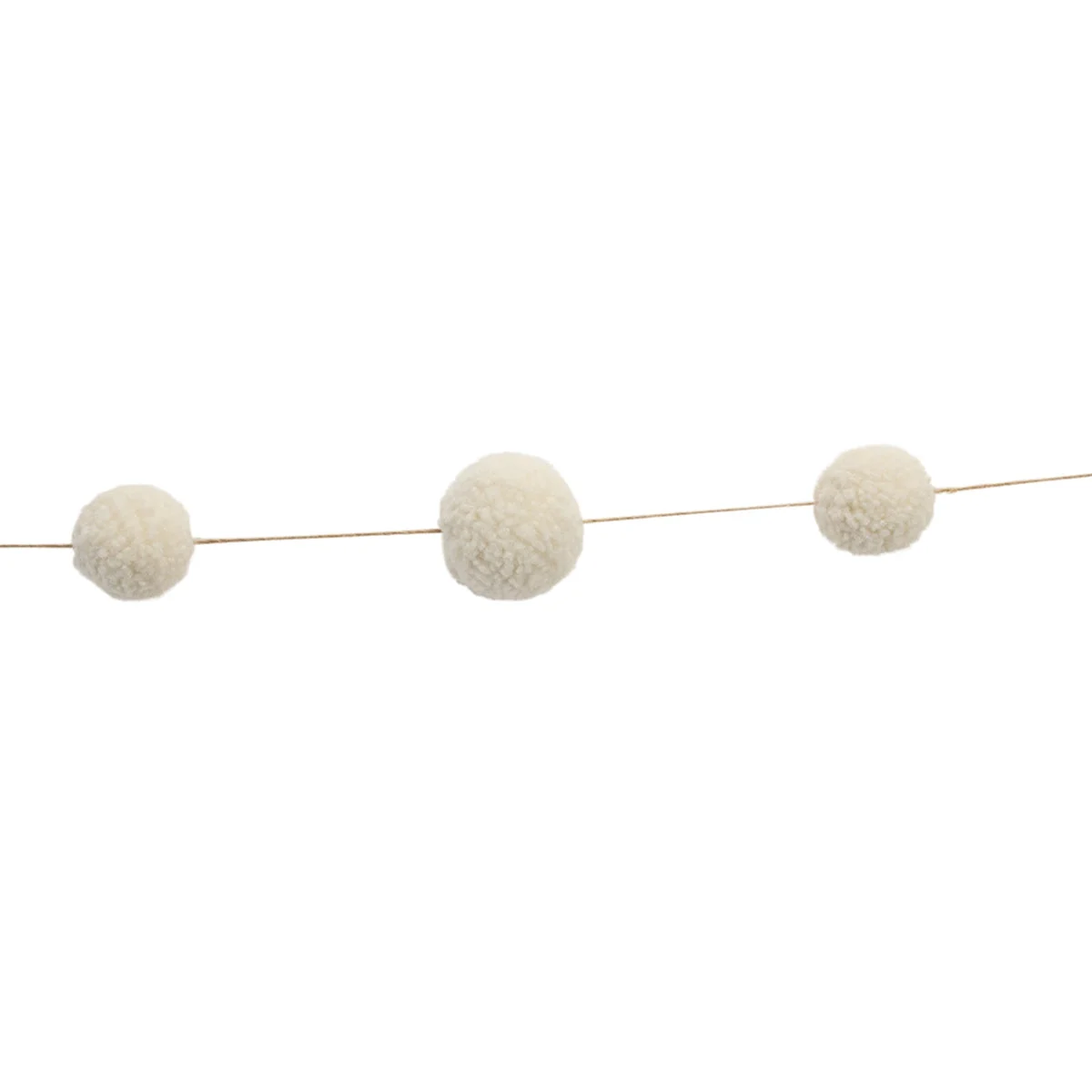 White Pom Pom String Garlands 6'L (Set of 2) Traditional Christmas Decor by Melrose