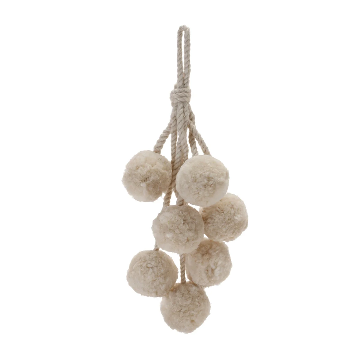 Christmas Pom Pom Hanging Ornament – Beige Polyester Holiday Decor by Melrose