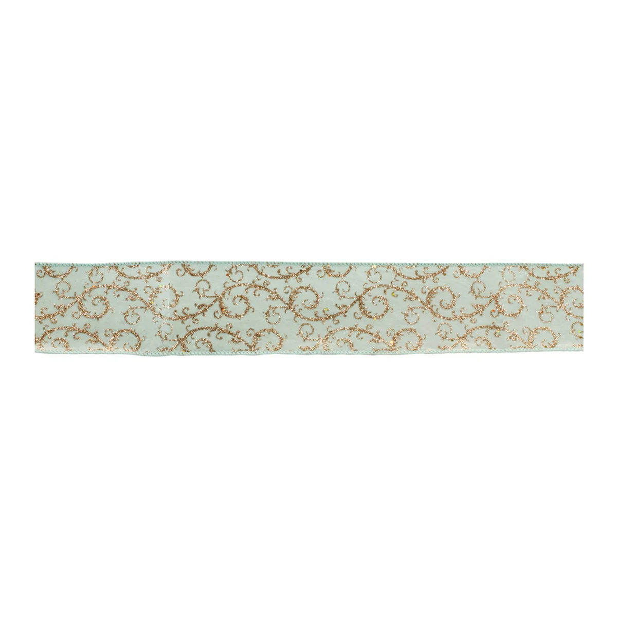 Christmas Elegant Green & Gold Glitter Wired Ribbon Roll 2.5" x 10 Yds by Melrose