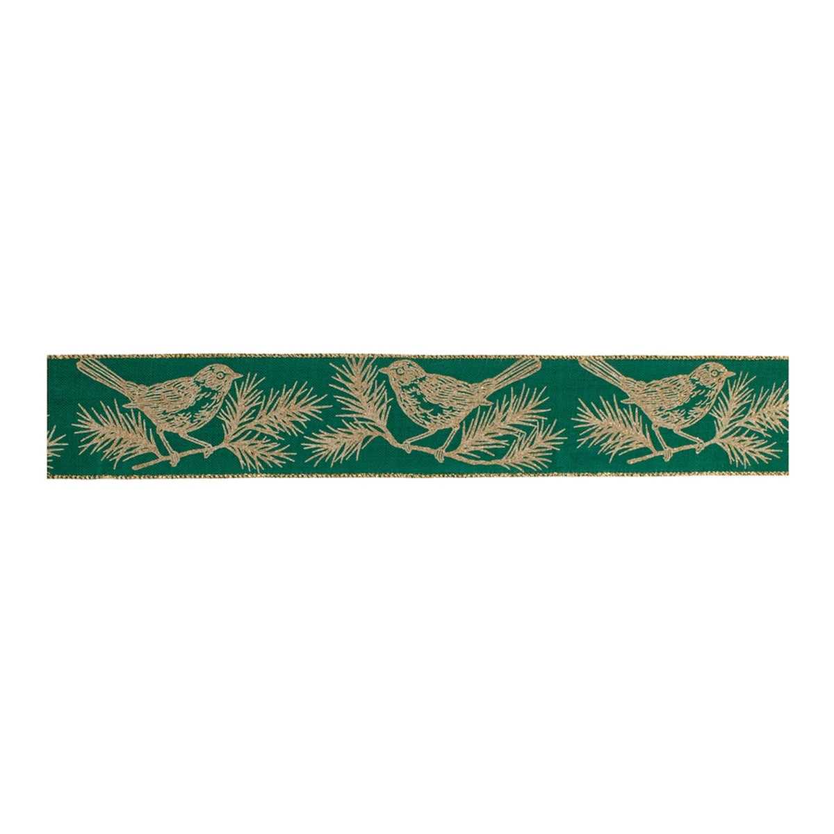 Christmas Chickadee Pine Tree Ribbon – Wired Holiday Craft Ribbon (Set of 2) by Melrose
