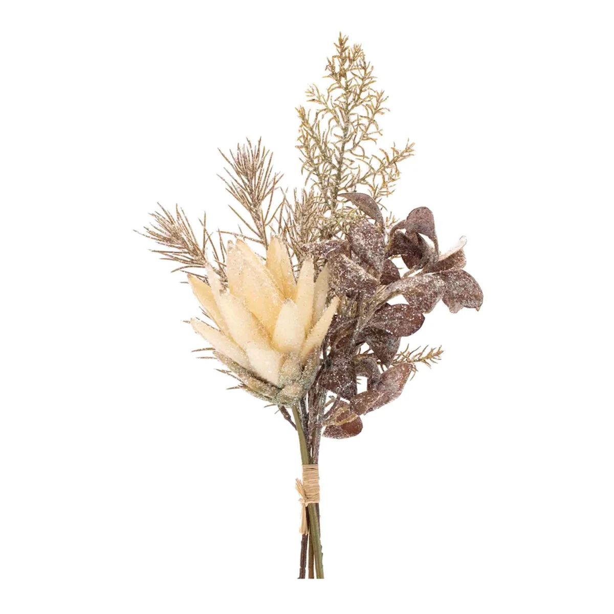 Protea Pine Stem Bundle Glittered Faux Florals Set of 2 – 16.5"H by Melrose