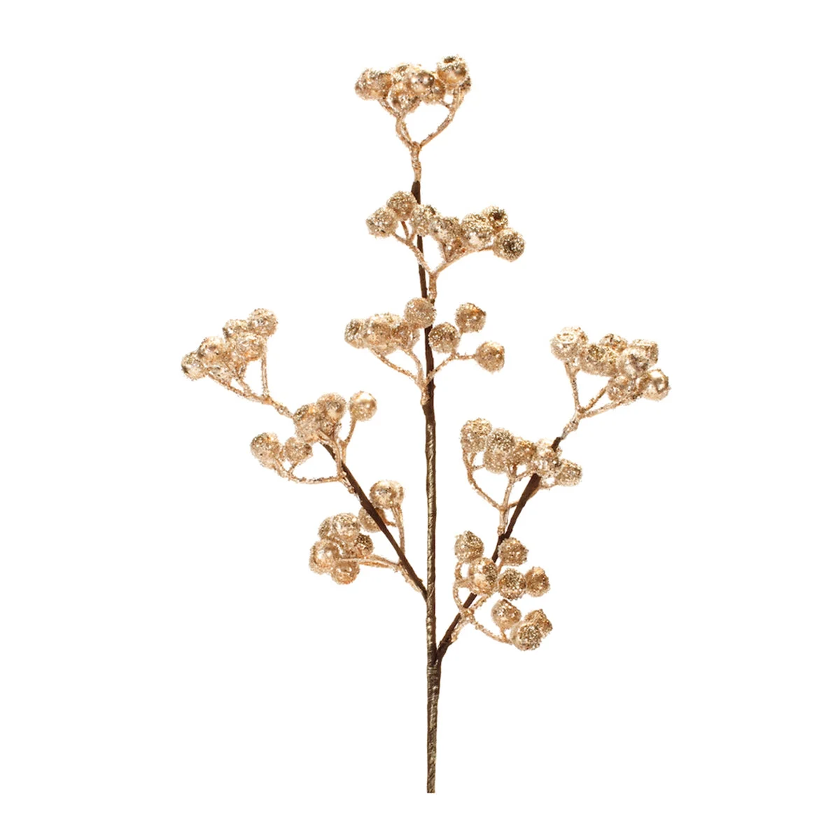 Christmas Sparkling Gold Berry Spray Set of 6 – 23" Holiday Floral Decoration by Melrose