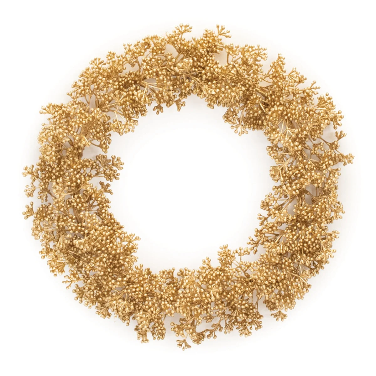 Holiday Metallic Gold Berry Wreath – 13.5" Indoor Christmas Decor by Melrose