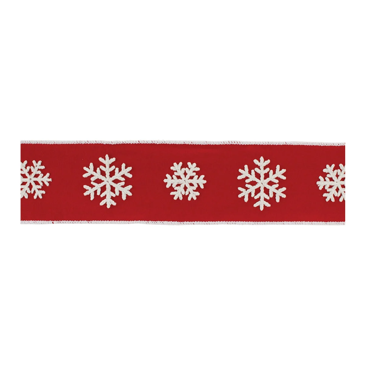 Christmas Red Snowflake Wired Cotton Ribbon 4" x 5 Yards by Melrose