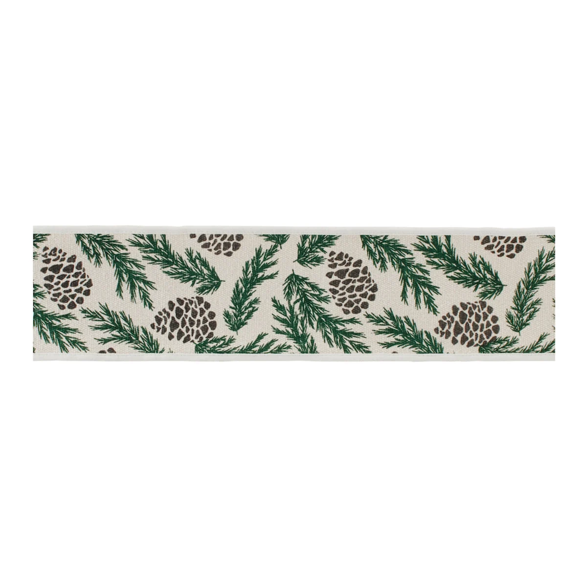 Christmas Mantel & Tree Ribbon Pine and Pinecone Cotton Wired – 4" x 5 Yds. by Melrose