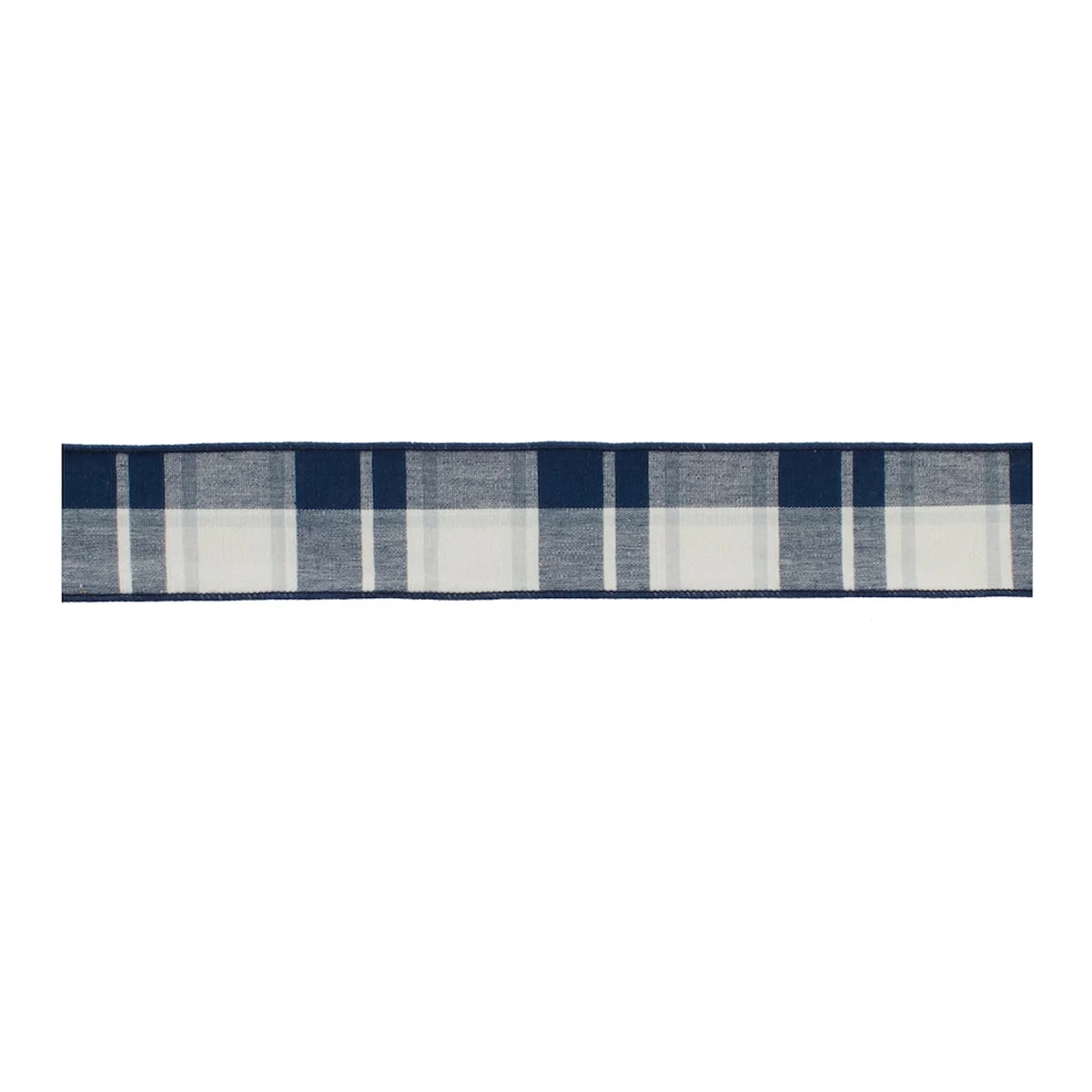 Navy Blue and White Holiday Ribbon Wired Cotton 180" – Set of 2 by Melrose