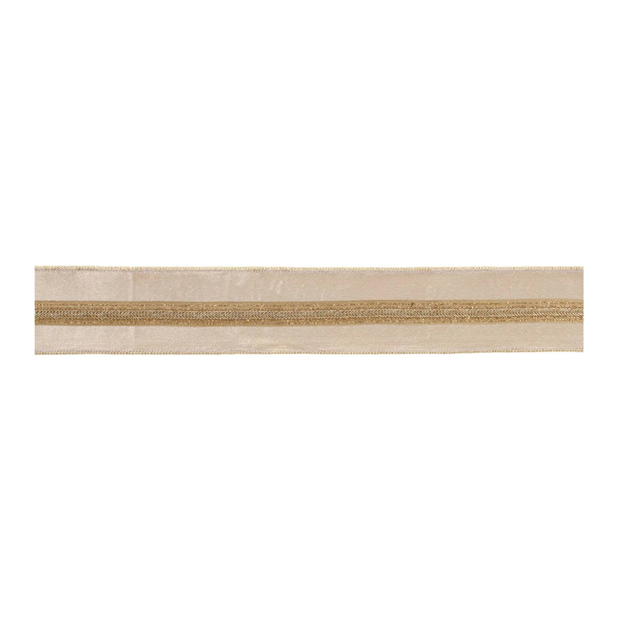 Melrose Beige and Gold Stripe Wired Ribbon (Set of 2)
