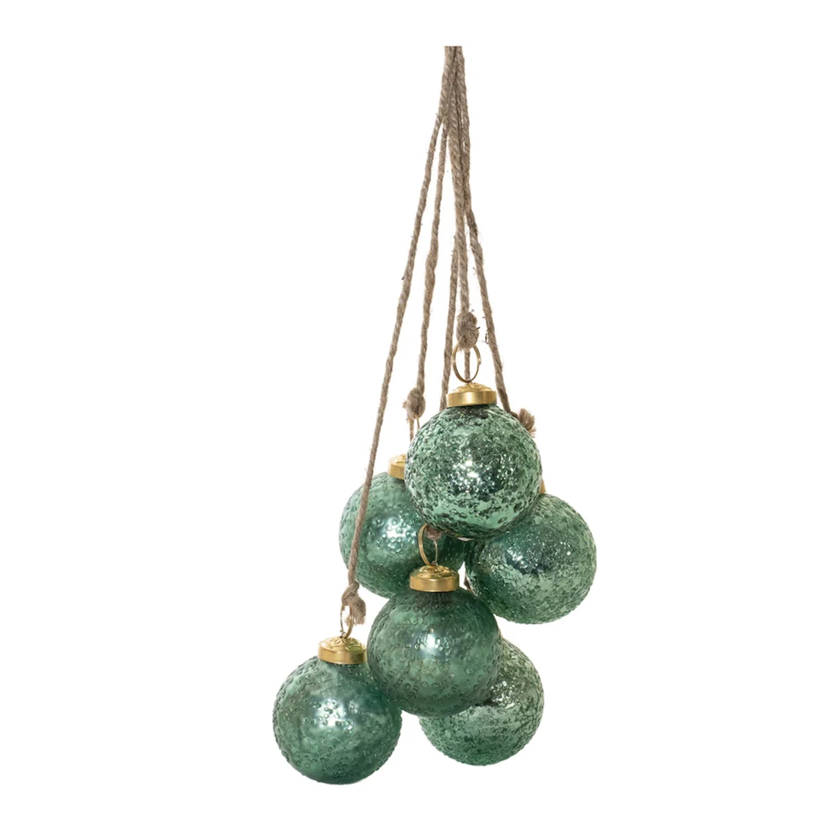 Melrose Green Glass Ball Cluster Drop Ornament (Set of 2)
