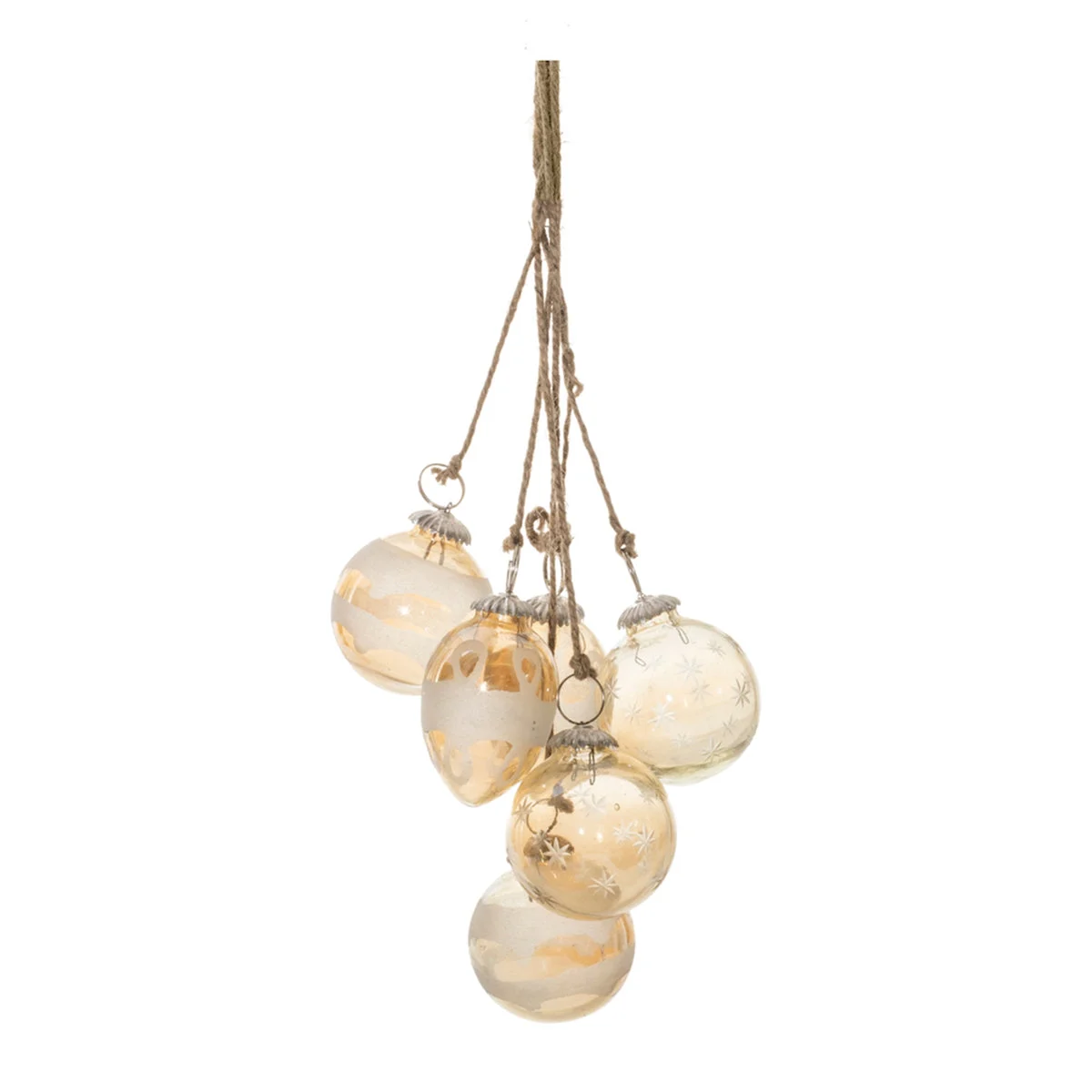 Melrose Gold Glass Ball Cluster Drop Ornament (Set of 2)