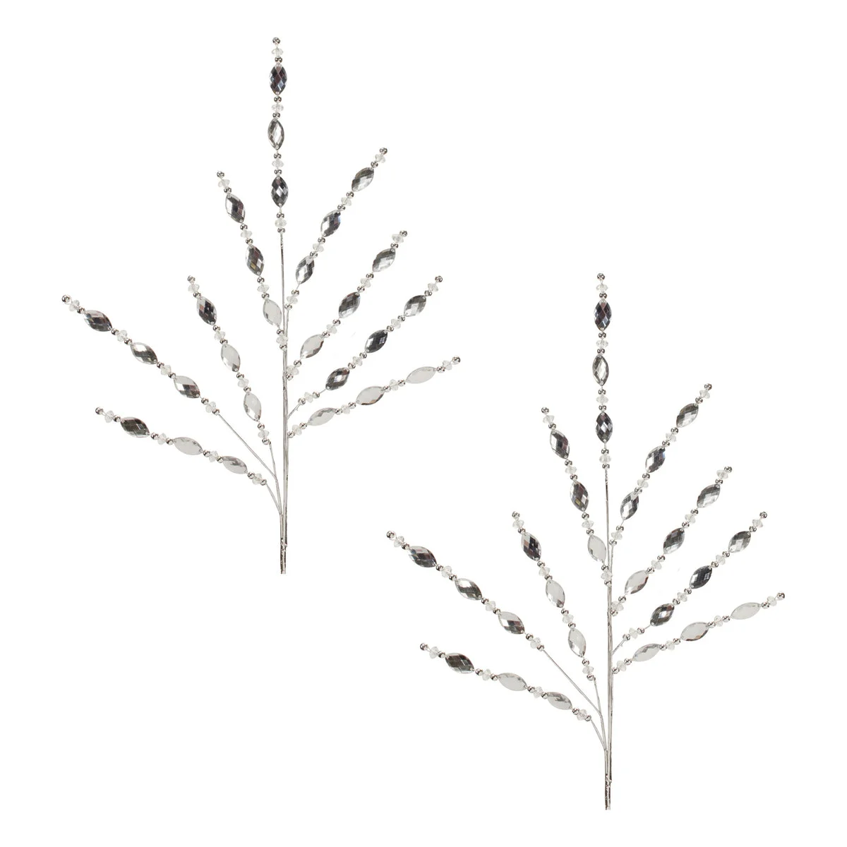 Luxury Silver Jewel Spray Set of 2 Plastic Glitter Holiday Decor Stem by Melrose
