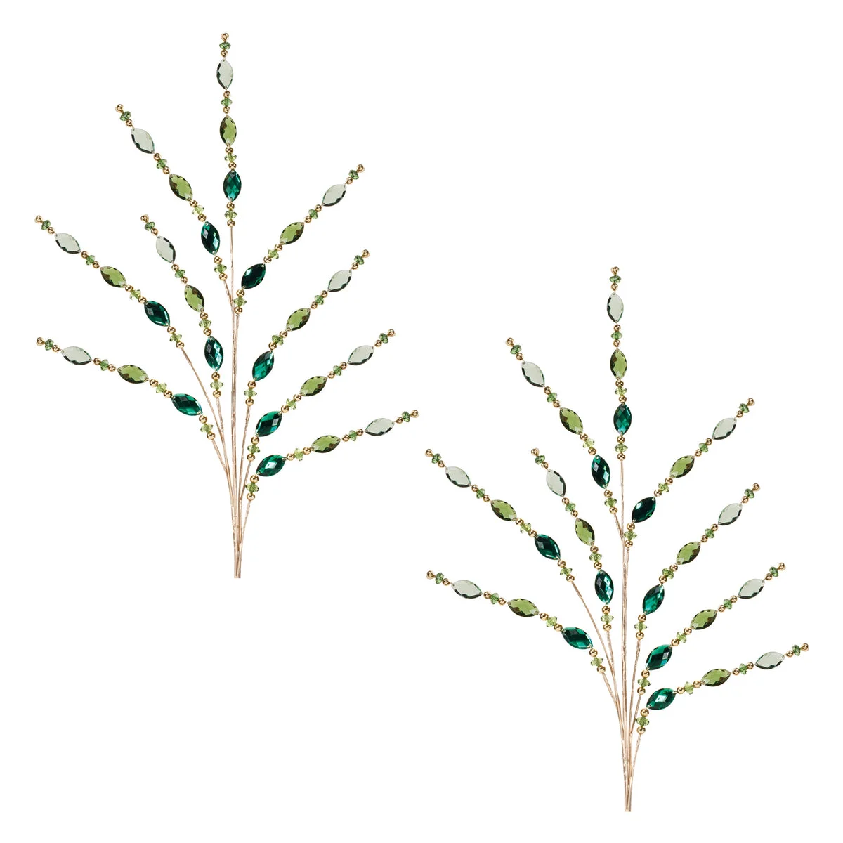 Decorative Green Jewel Bead Spray Set of 2 Holiday Stems 33.5 Inch by Melrose