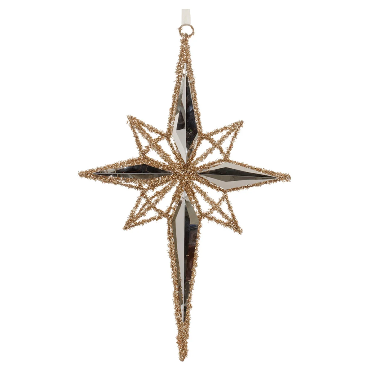 Large Gold Tinsel Star Wire Ornament 19.5 Inch Christmas Indoor Decor by Melrose
