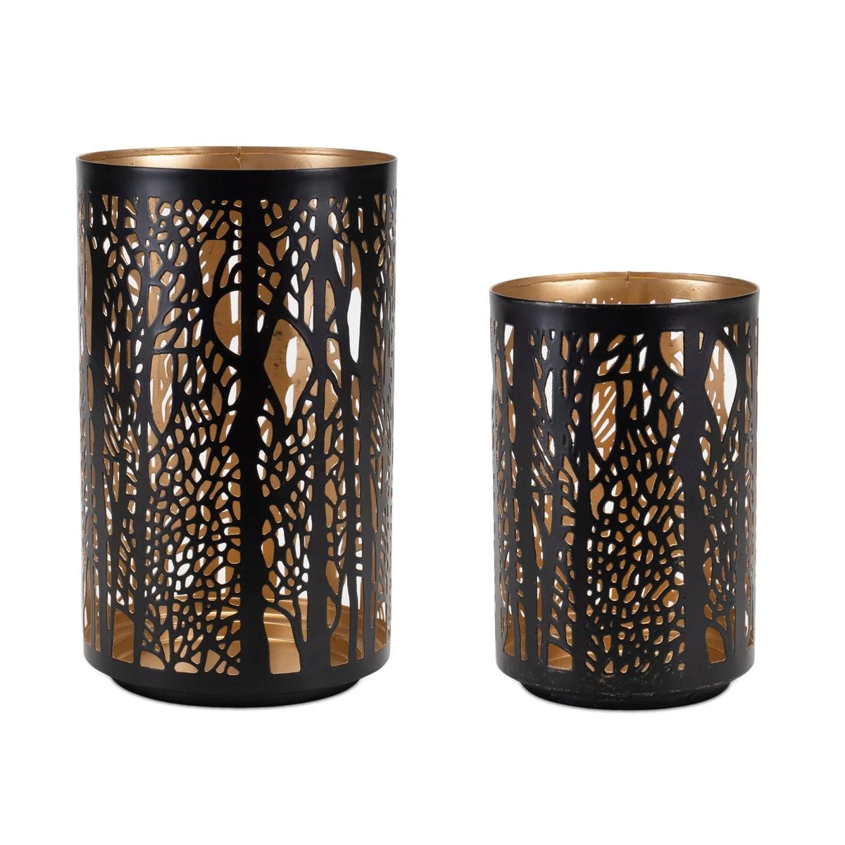 Melrose Forest Trees Punched Metal Candle Holder (Set of 2)