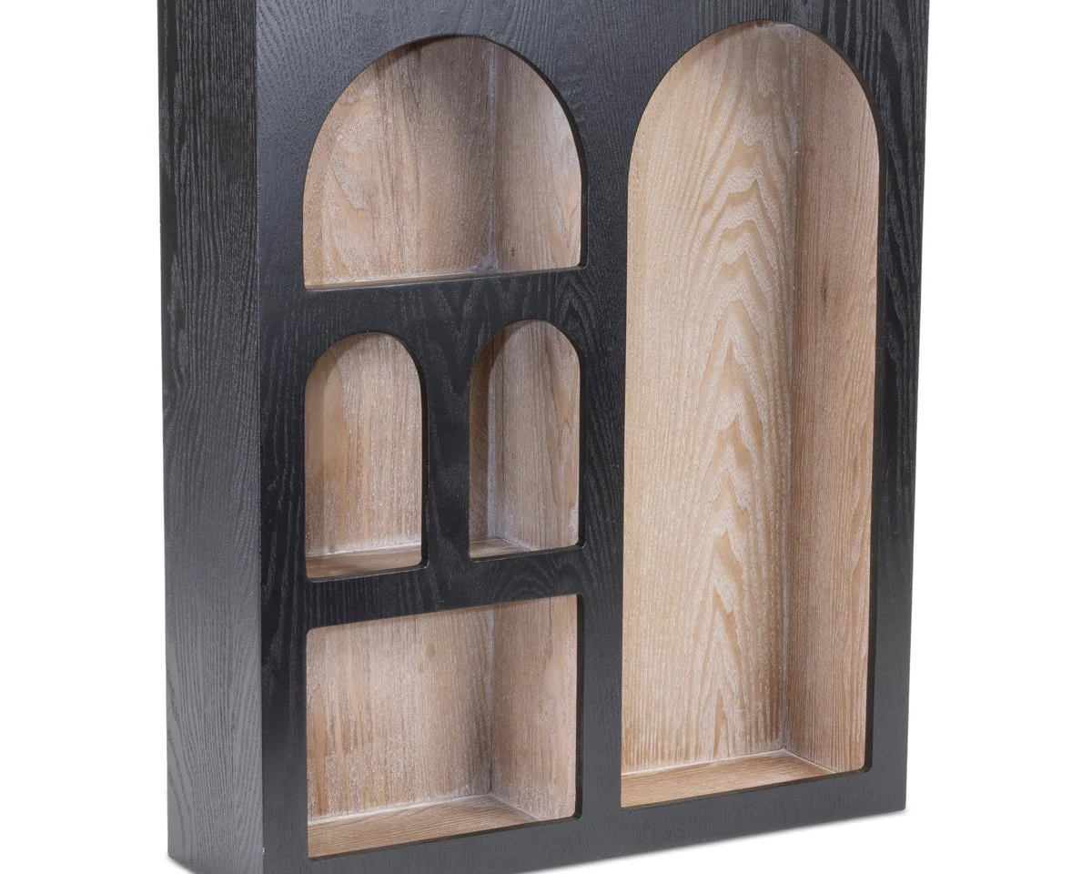 Arched Wood Wall Shelf Black Brown Modern Wall Decor by Melrose