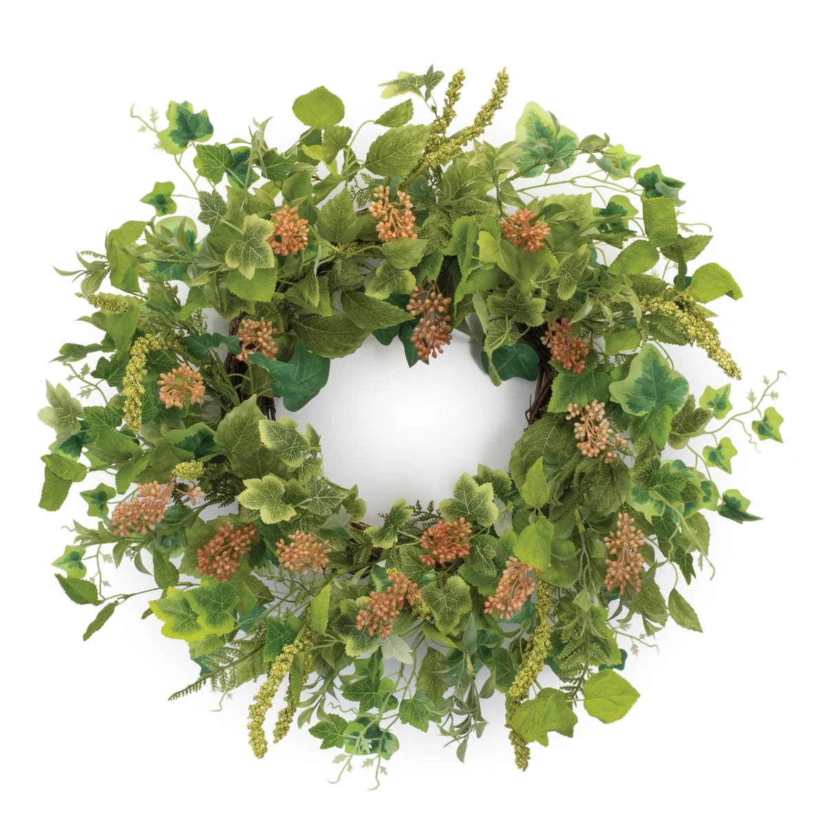 Mixed Seeded Foliage Wreath 24.5"L Green Indoor Wall Decor By Melrose