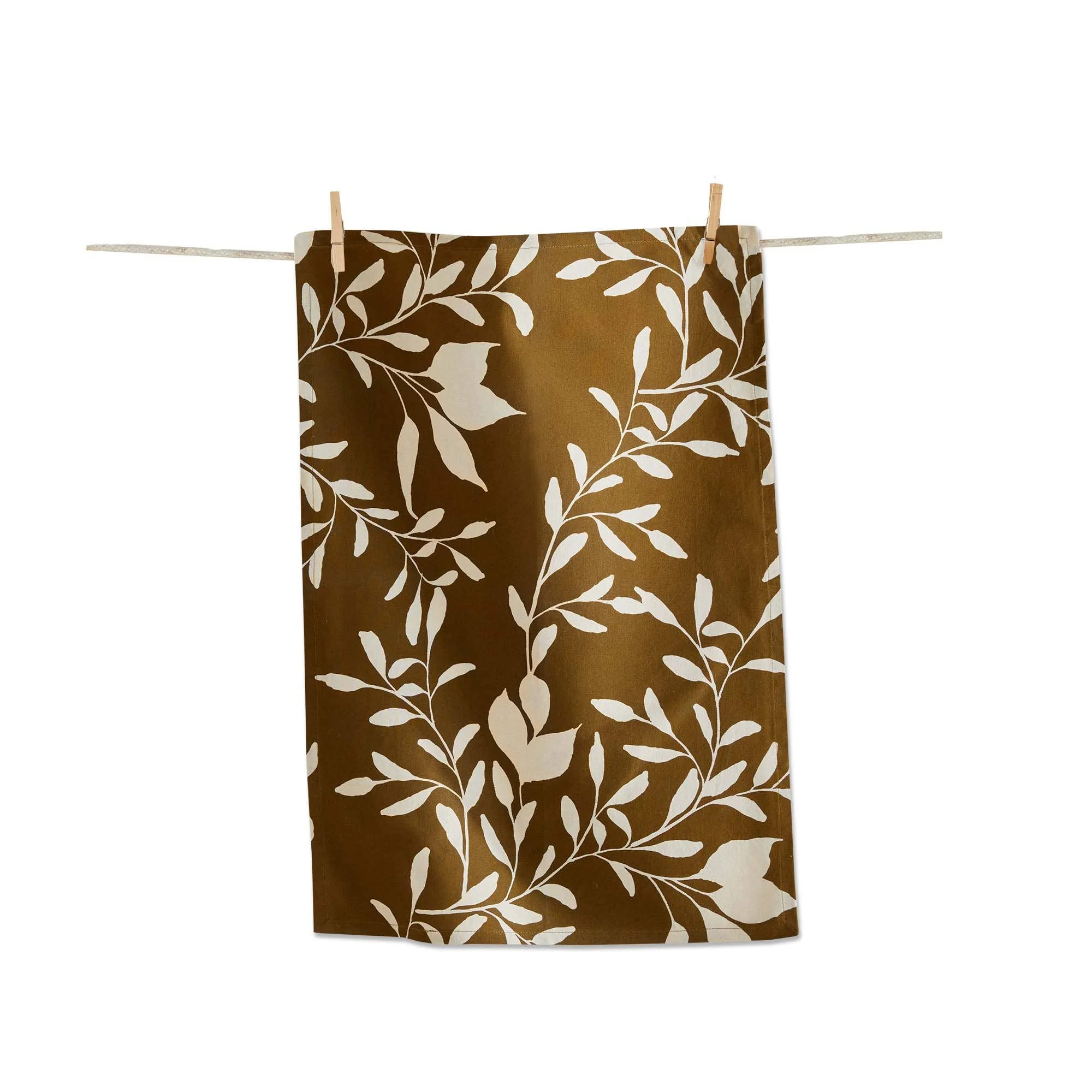 Autumn Botanical Dishtowel Foliage // Moss Green