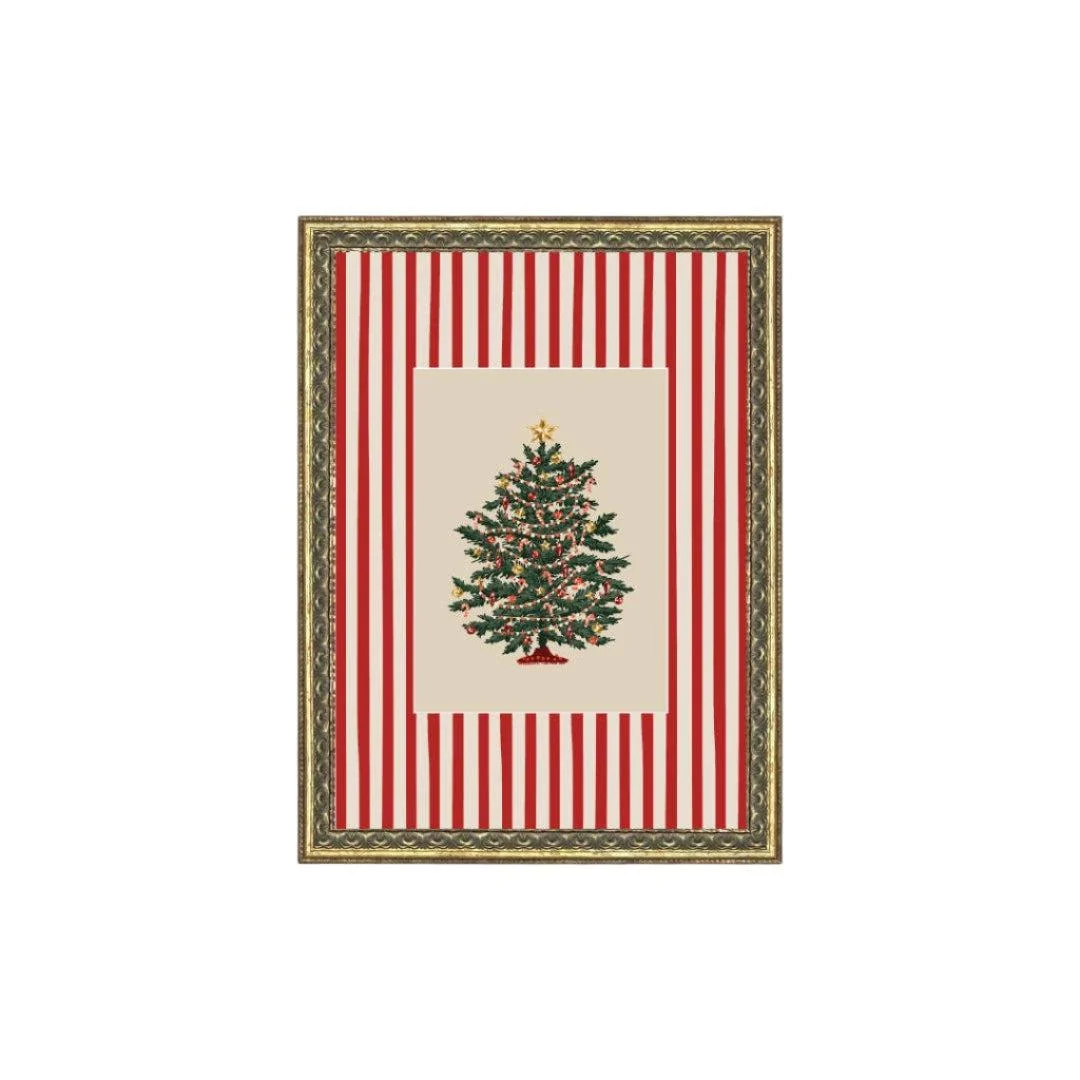 Peppermint Stripe Tree Framed Antique Art