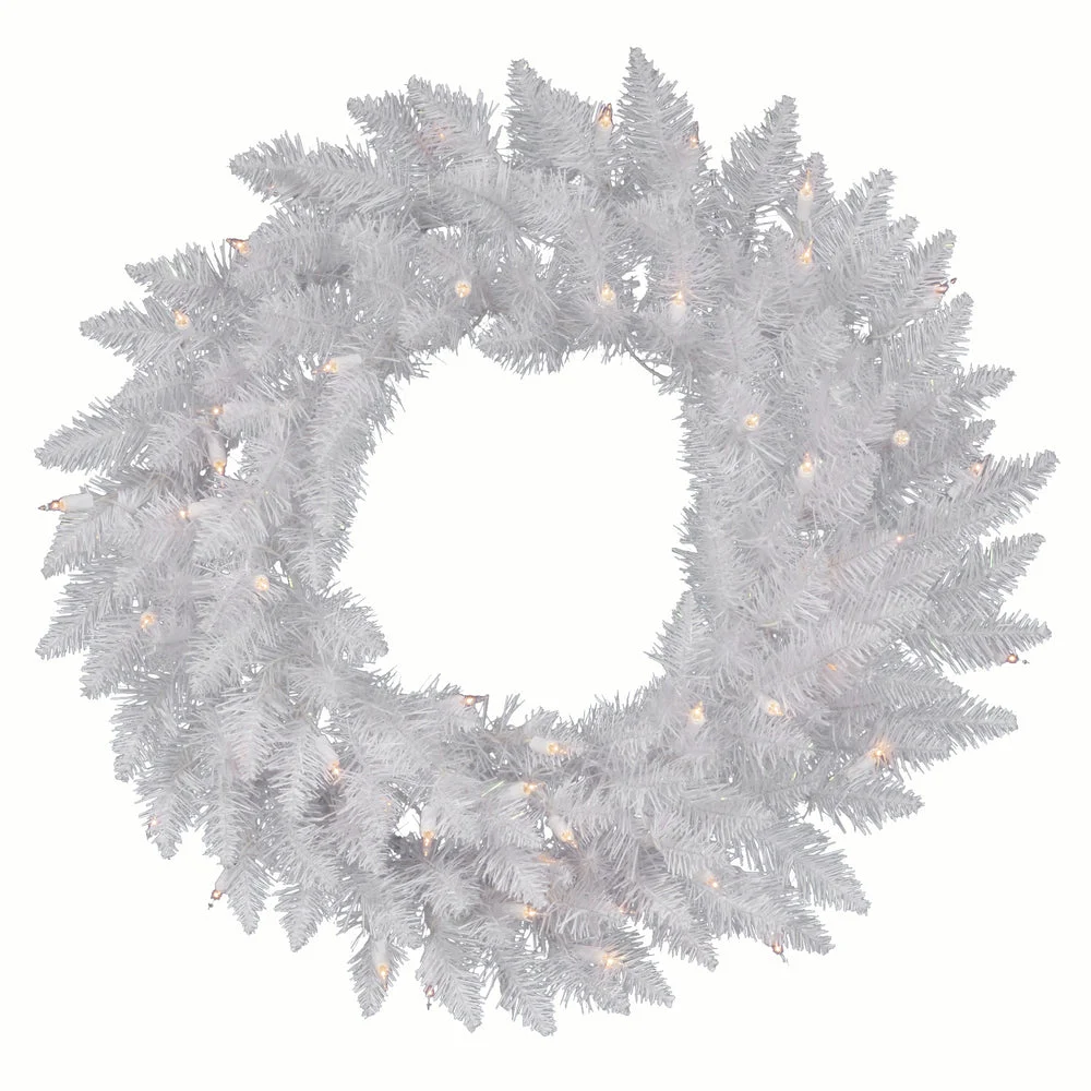 Vickerman A104273 72" Sparkle White Spruce Artificial Christmas Wreath Clear Dura-Lit Incandescent Lights