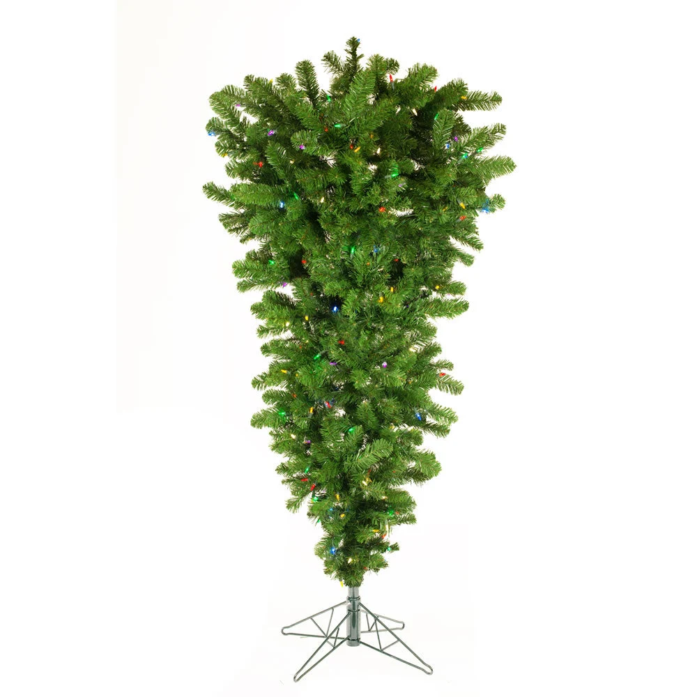Vickerman A107457LED 5.5' Green Upside Down Artificial Christmas Dura-Lit® Multi-Colored LED Lights