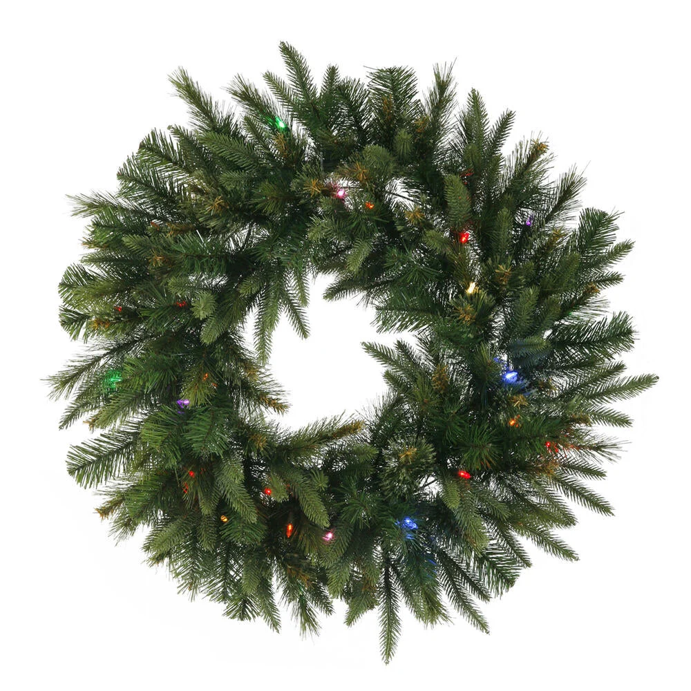 Vickerman A118374LED 72" Cashmere Artificial Christmas Wreath Multi-Colored Dura-lit LED Lights