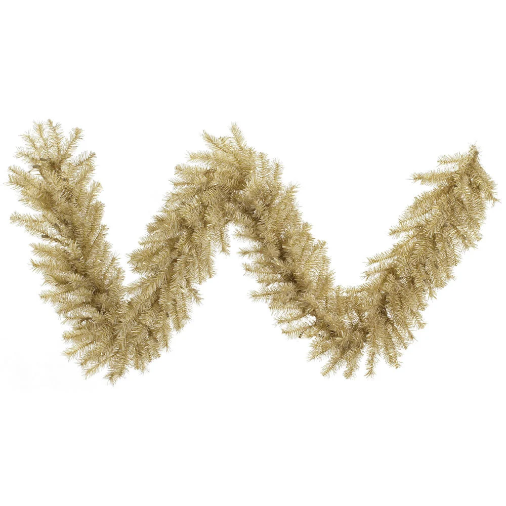 Vickerman A148114 9' White And Gold Tinsel Artificial Christmas Garland Unlit