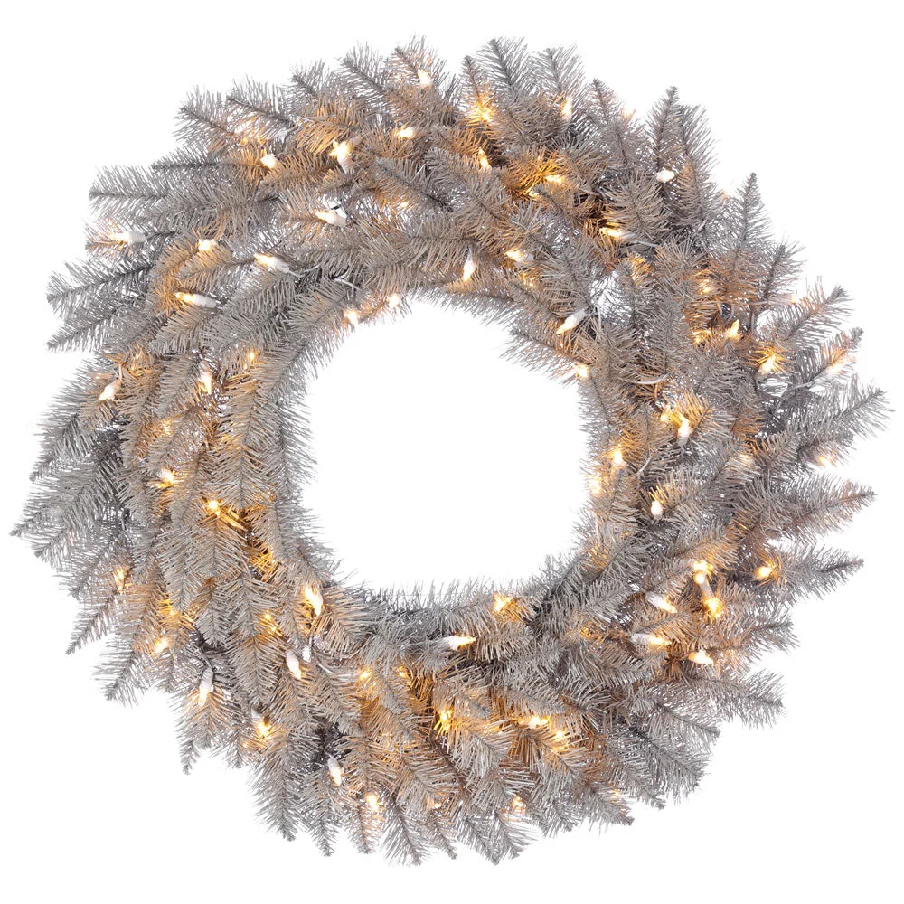 Vickerman A193137LED 36" Platinum Fir Artificial Christmas Wreath Warm White Dura-lit LED Lights