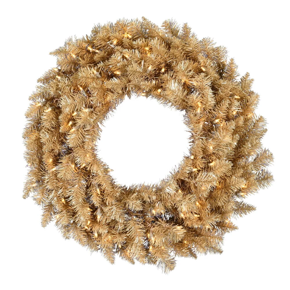 Vickerman A193337LED 36" Gold Fir Artificial Christmas Wreath with Warm White Dura-lit LED Lights