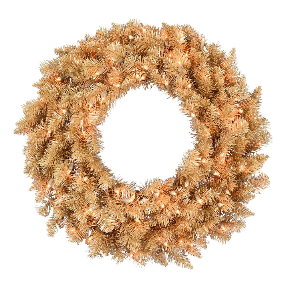 Vickerman A193331 30" Gold Fir Artificial Christmas Wreath Clear Dura-lit Incandescent Lights