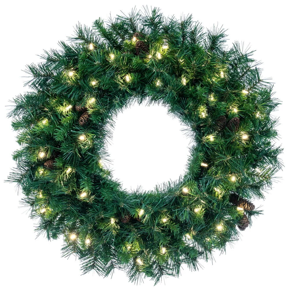 Vickerman A801091LED 144" Cheyenne Pine Artificial Christmas Wreath Warm White LED Lights