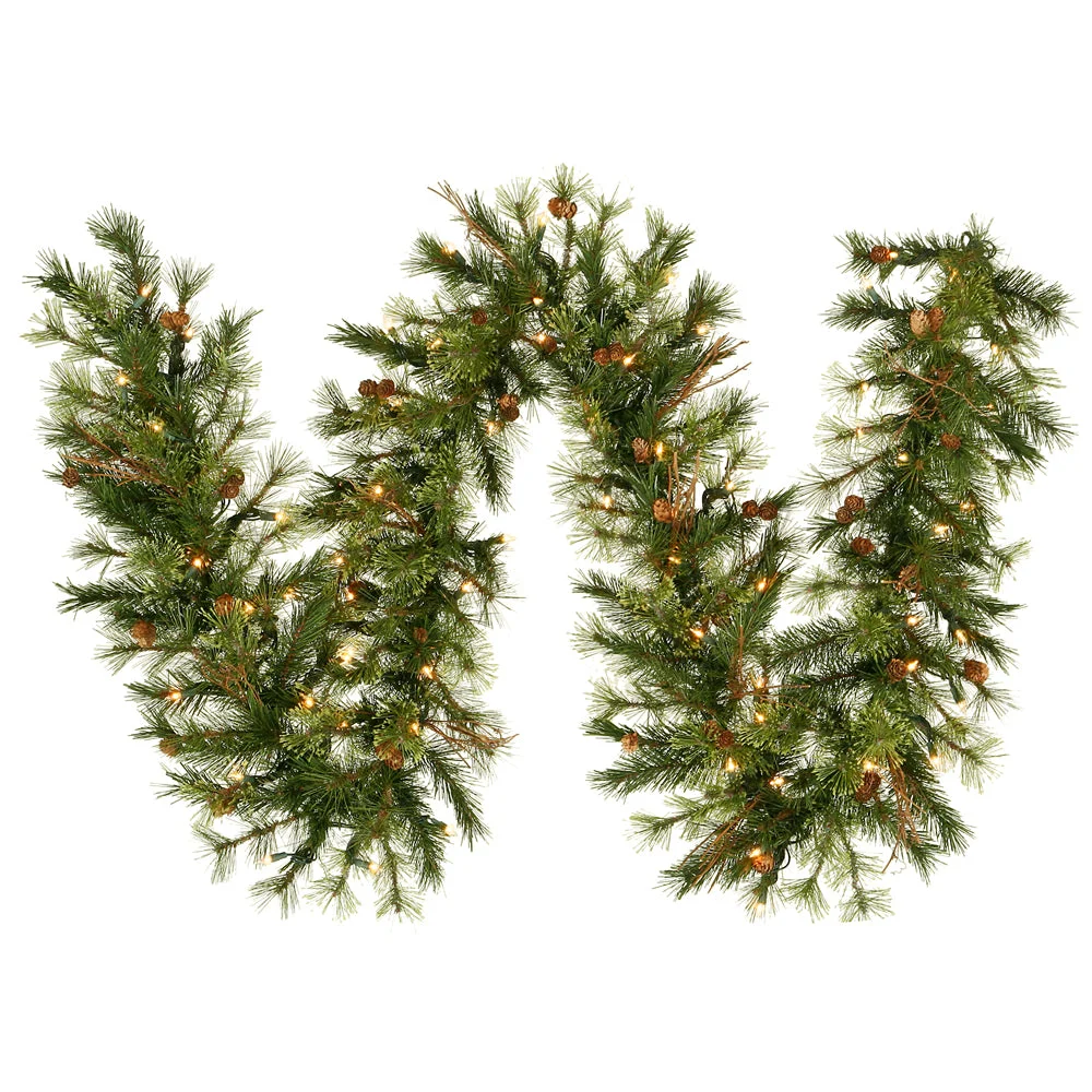 Vickerman A801713 9' Mixed Country Pine Artificial Christmas Garland Clear Dura-Lit Incandescent Lights
