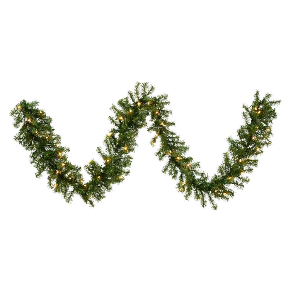 Vickerman A802711 9' Canadian Pine Artificial Christmas Garland Clear Incandescent Mini Lights