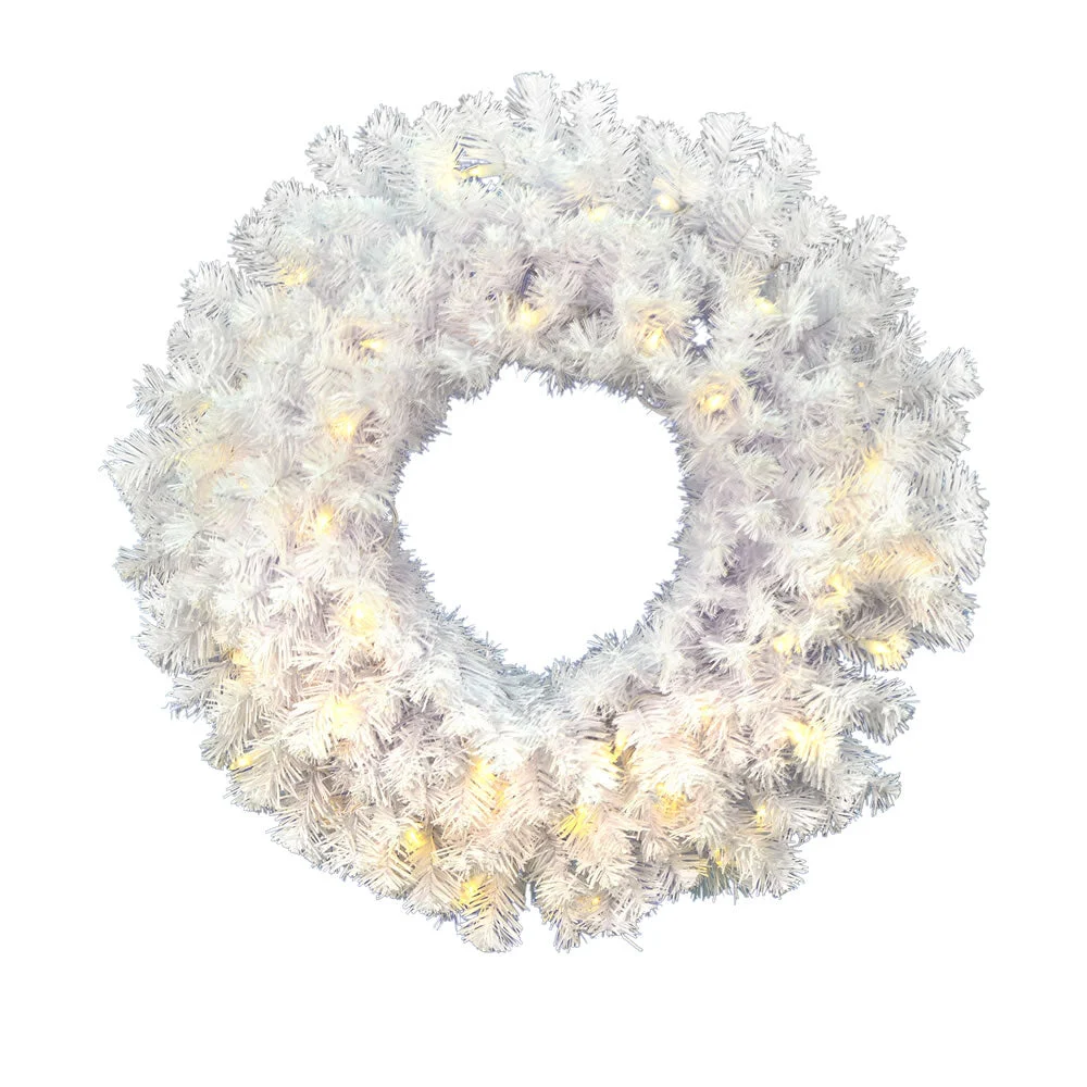 Vickerman A805822LED 20" Crystal White Spruce Artificial Christmas Wreath Pure White LED Mini Lights