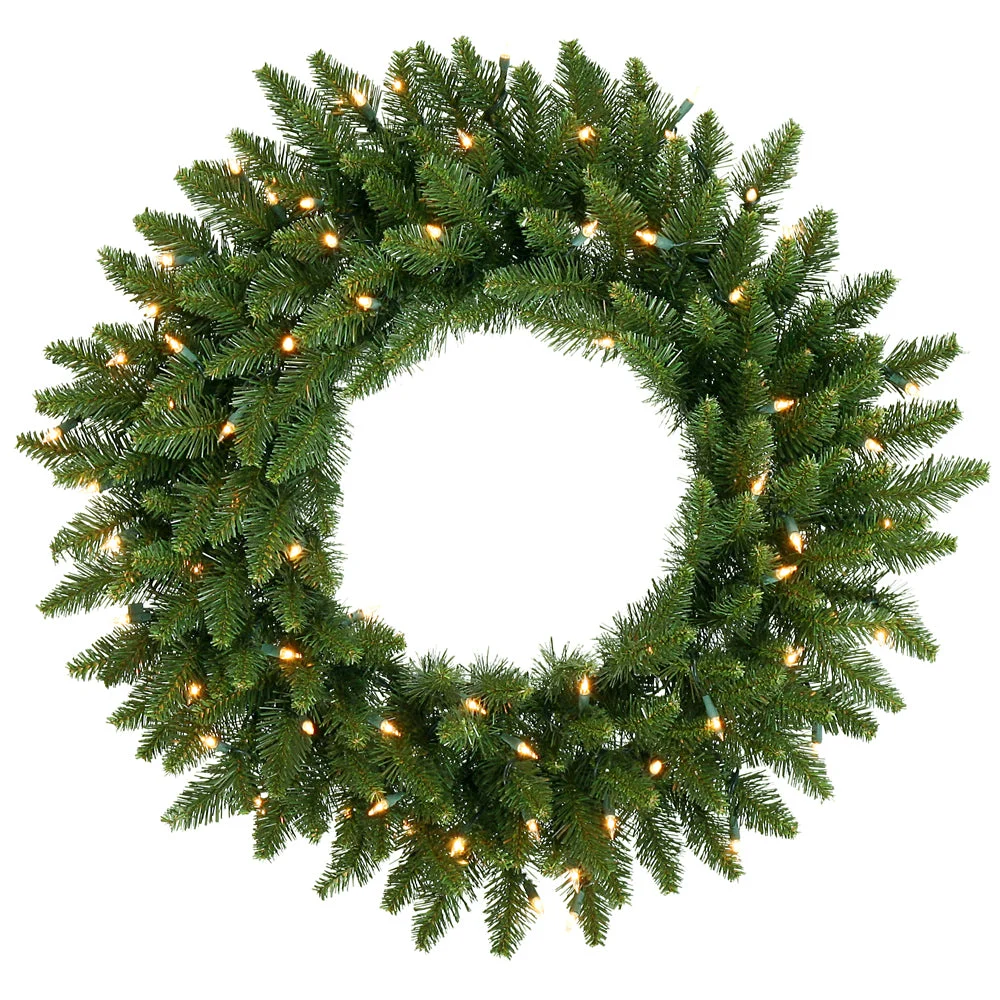 Vickerman A861031 30" Camdon Fir Artificial Christmas Wreath Clear Dura-lit Incandescent Mini Lights