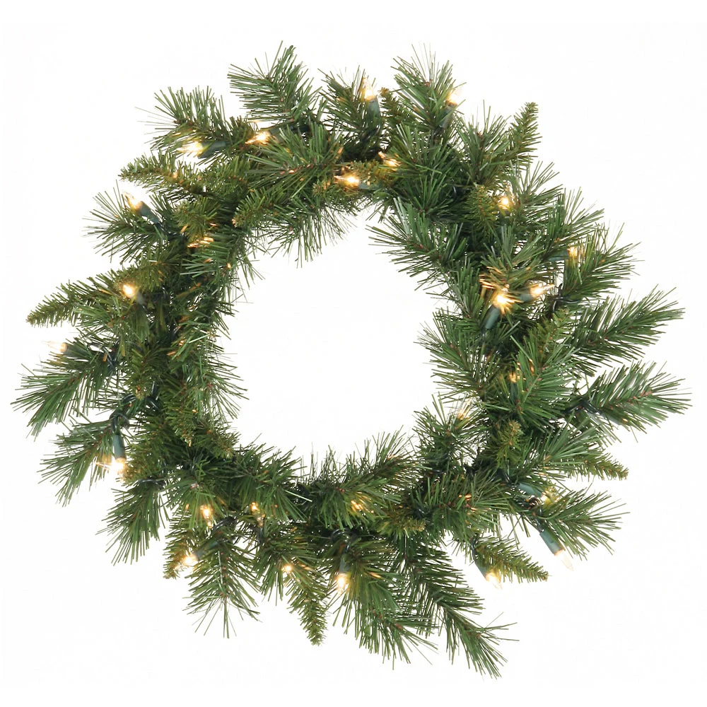 Vickerman A877326 24" Imperial Pine Artificial Christmas Wreath Multi-colored Dura-lit Incandescent Mini Lights