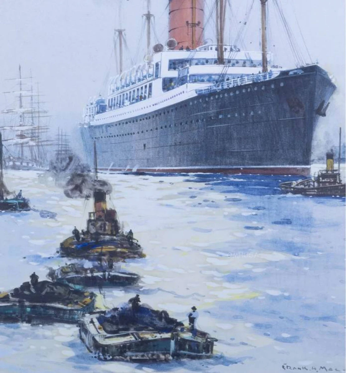 Old Modern Handicrafts Carpathia Moonlight Voyage Canvas Print – Maritime Art, 23x35 in.