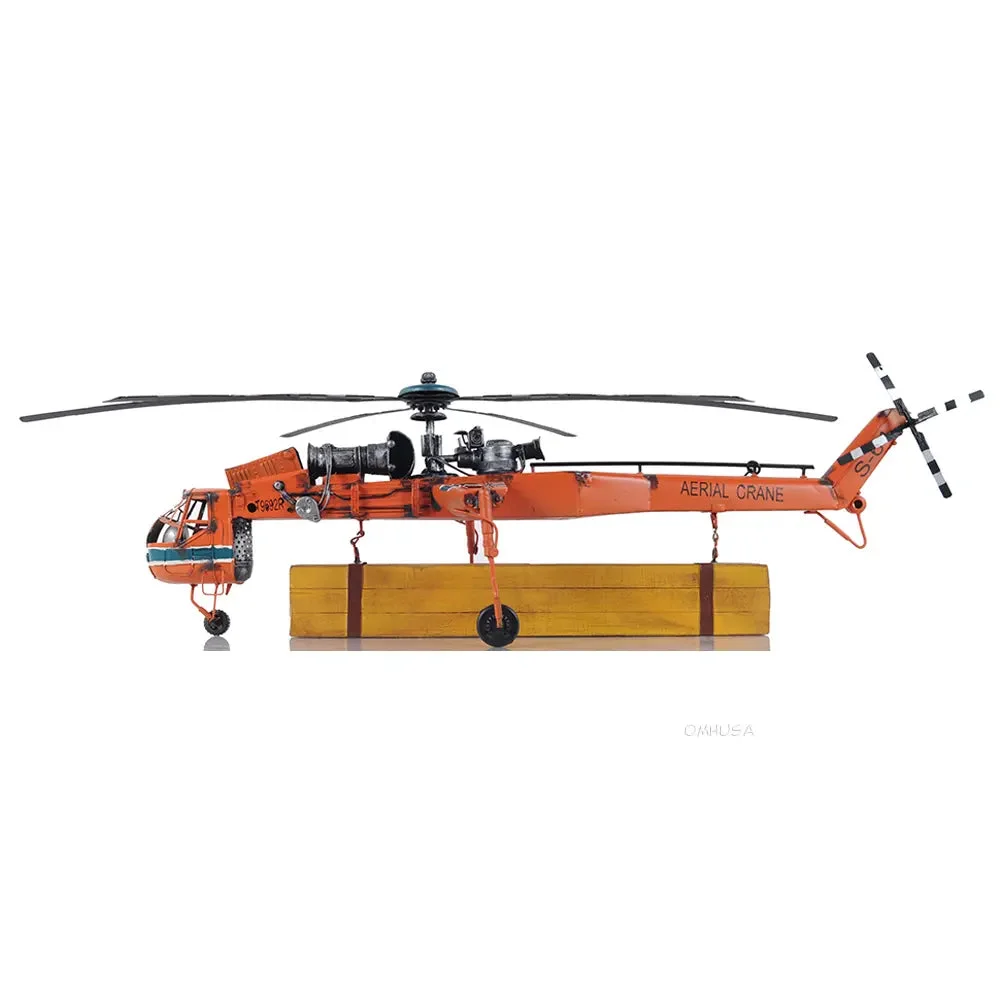 Aerial Crane Lifting Helicopter – Iron Model – 12 Inch Height, LED Light By Old Modern Handicrafts